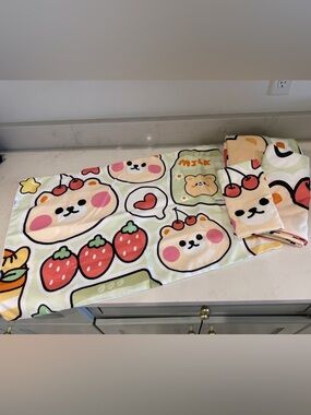 Kawaii Strawberry Bear TWIN sheet set, 4 pieces